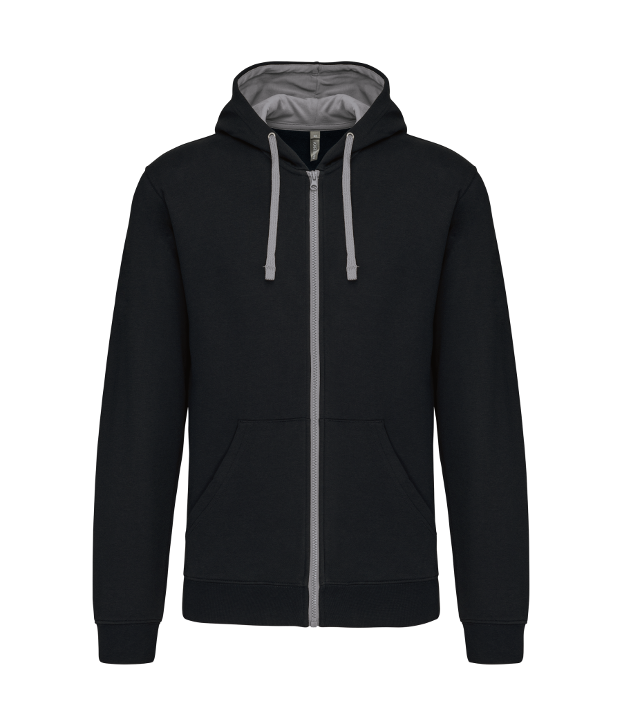 Sweat-shirt zippé capuche contrastée