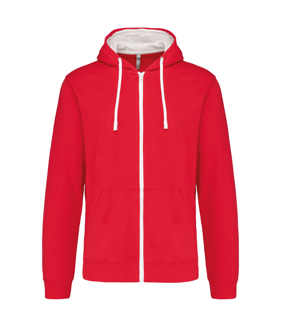 Sweat-shirt zippé capuche contrastée