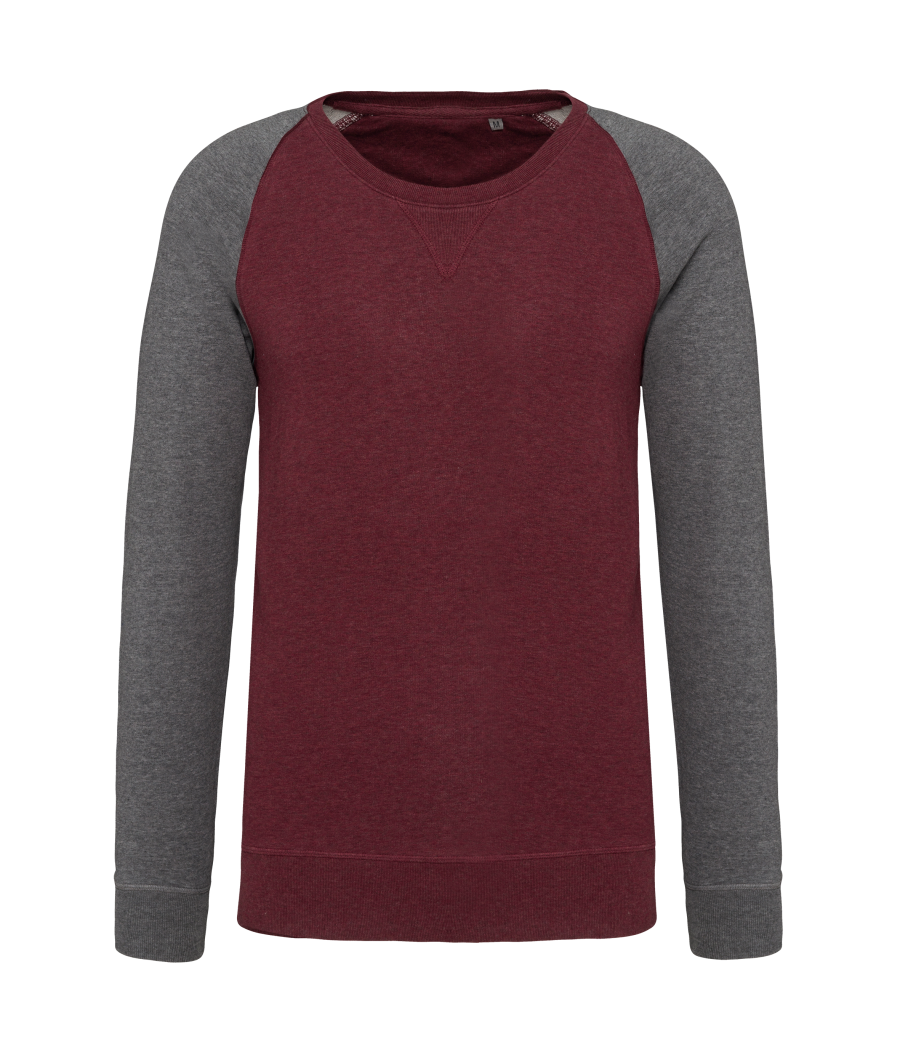 Sweat-shirt French Terry Bio bicolore col rond manches raglan homme