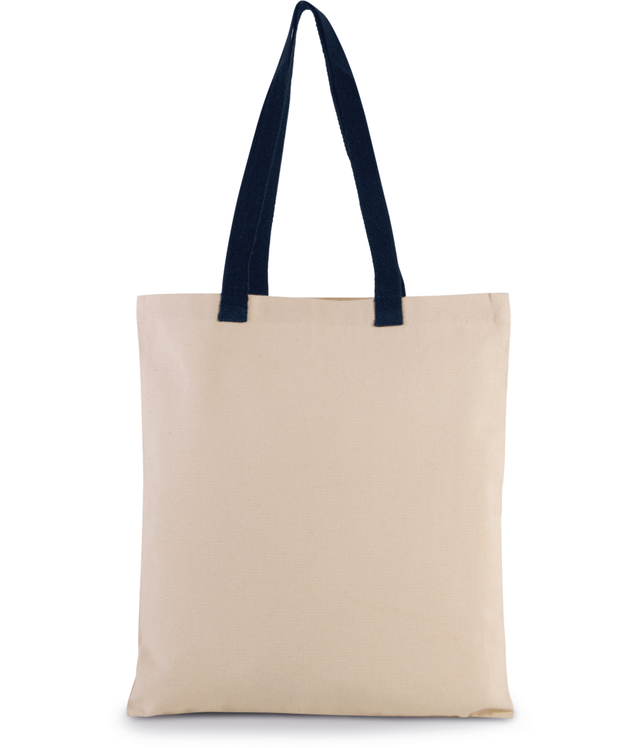 Sac shopping plat en toile avec poignées contrastées