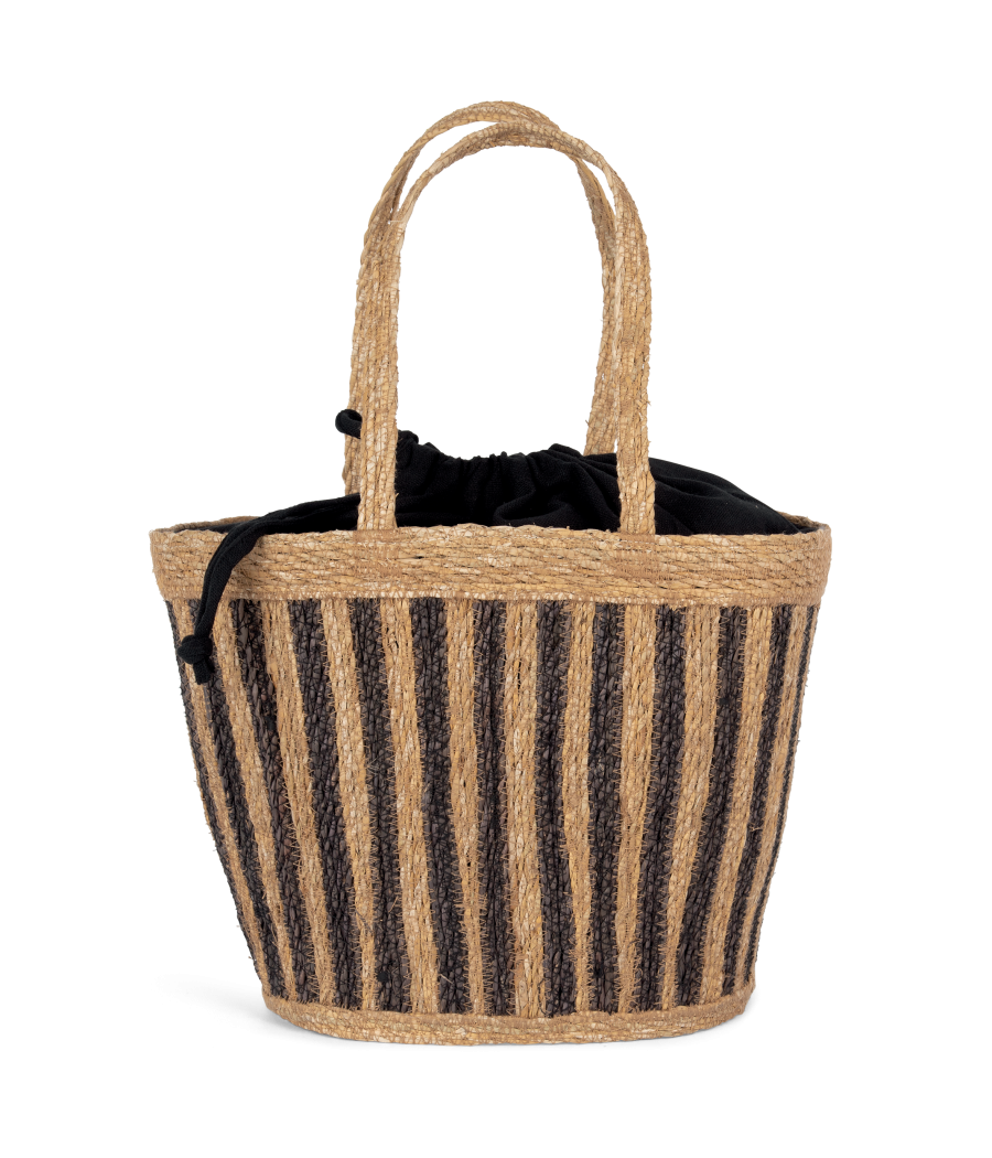 Sac panier rayé en jonc de mer