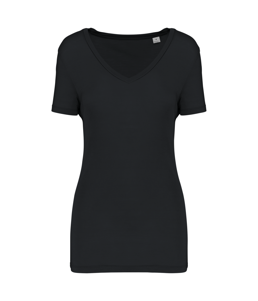 T-shirt Lyocell TENCEL™ col V manches courtes femme